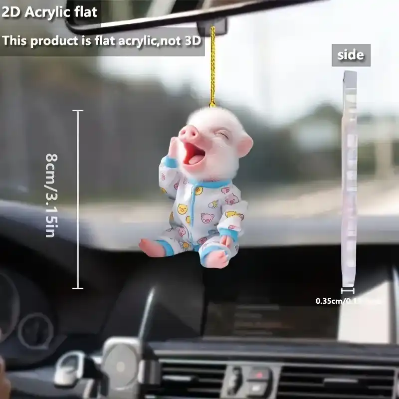 2d Cute Sleepy Piggy Keychain Cartoon Animal Acrylic Pendant Versatile Charm, Decor For Car Móc Treo Đeo Thoại, Standee, Móc Khoá In Theo Yêu Cầu, Chất Liệu Mica Dày 4mm, Kích Thước 5.5 Cm, Có In Test Mẫu