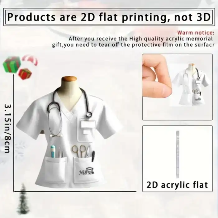 2d Dentist Costume Keychain Dental Uniform Pendant Acrylic Ornament Charm Hanging Decoration Móc Treo Đeo Thoại, Standee, Móc Khoá In Theo Yêu Cầu, Chất Liệu Mica Dày 4mm, Kích Thước 5.5 Cm, Có In Test Mẫu