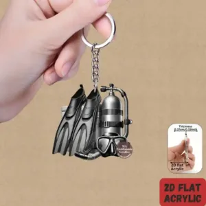 2d Diving Equipment Keychain Sport Theme Acrylic Hanging Ornament 1/7pcs Car Pendant Backpack Móc Treo Đeo Thoại, Standee, Móc Khoá In Theo Yêu Cầu, Chất Liệu Mica Dày 4mm, Kích Thước 5.5 Cm, Có In Test Mẫu