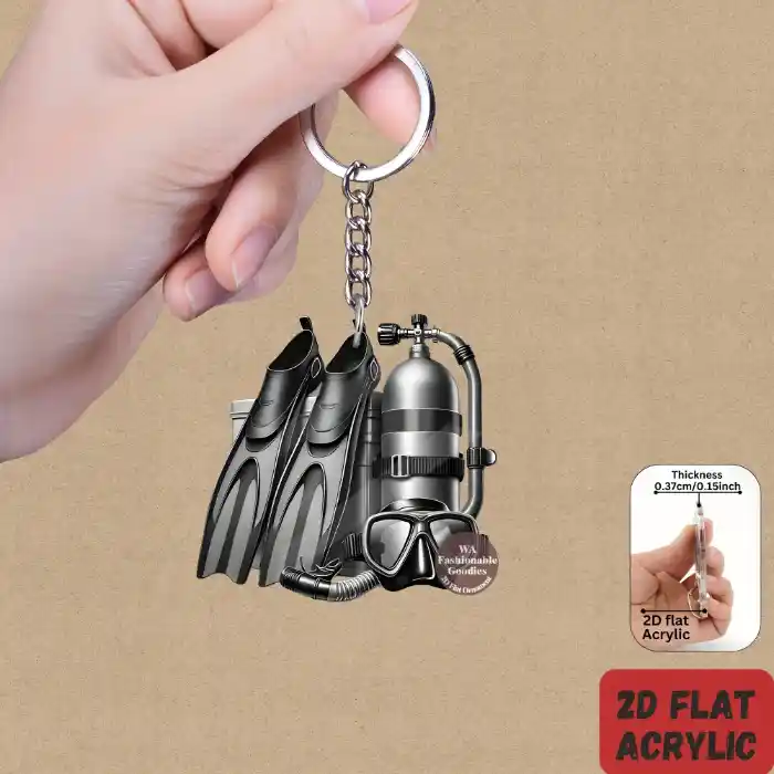 2d Diving Equipment Keychain Sport Theme Acrylic Hanging Ornament 1/7pcs Car Pendant Backpack Móc Treo Đeo Thoại, Standee, Móc Khoá In Theo Yêu Cầu, Chất Liệu Mica Dày 4mm, Kích Thước 5.5 Cm, Có In Test Mẫu