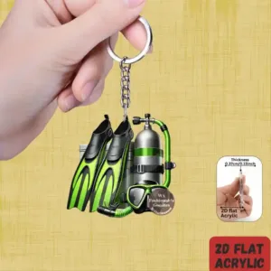 2d Diving Equipment Keychain Sport Theme Acrylic Hanging Ornament 1/7pcs Car Pendant Backpack Móc Treo Đeo Thoại, Standee, Móc Khoá In Theo Yêu Cầu, Chất Liệu Mica Dày 4mm, Kích Thước 5.5 Cm, Có In Test Mẫu