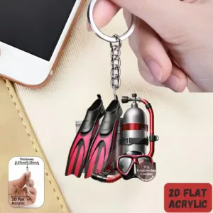 2d Diving Equipment Keychain Sport Theme Acrylic Hanging Ornament 1/7pcs Car Pendant Backpack Móc Treo Đeo Thoại, Standee, Móc Khoá In Theo Yêu Cầu, Chất Liệu Mica Dày 4mm, Kích Thước 5.5 Cm, Có In Test Mẫu