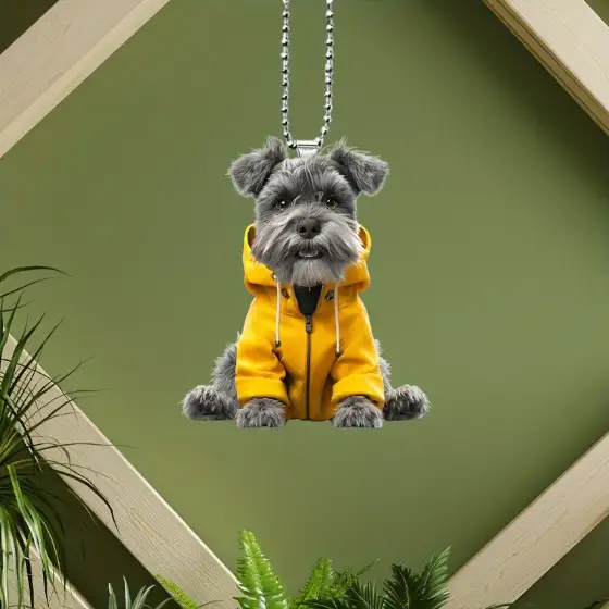 2d Dressed Schnauzer Keychain Cartoon Vibrant Puppy Pendant Flat Acrylic Ornament Charm,decor Móc Treo Đeo Thoại, Standee, Móc Khoá In Theo Yêu Cầu, Chất Liệu Mica Dày 4mm, Kích Thước 5.5 Cm, Có In Test Mẫu