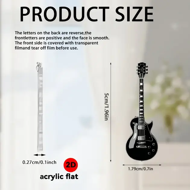 2d Electric Guitar Keychain Music Lover Car Mirror Decor Acrylic Funky Halloween Gift Móc Treo Đeo Thoại, Standee, Móc Khoá In Theo Yêu Cầu, Chất Liệu Mica Dày 4mm, Kích Thước 5.5 Cm, Có In Test Mẫu