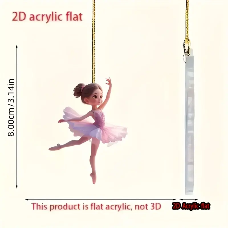 2d Elegant Ballet Girl Pendant Cute Acrylic Keychain Car & Backpack Accessory Birthday Gift Móc Treo Đeo Thoại, Standee, Móc Khoá In Theo Yêu Cầu, Chất Liệu Mica Dày 4mm, Kích Thước 5.5 Cm, Có In Test Mẫu