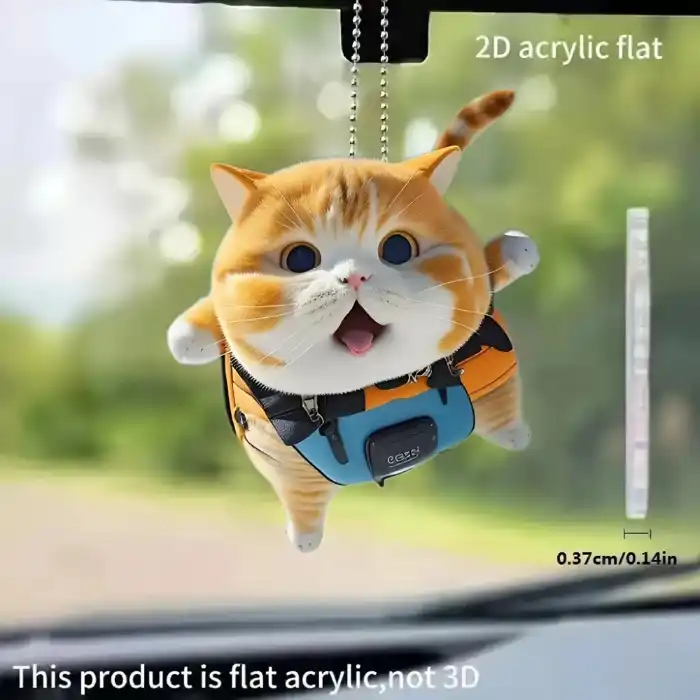2d Fat Ginger Cat Keychain Cartoon Trendy Kitten Pendant Versatile Charm Acrylic Decor For Móc Treo Đeo Thoại, Standee, Móc Khoá In Theo Yêu Cầu, Chất Liệu Mica Dày 4mm, Kích Thước 5.5 Cm, Có In Test Mẫu