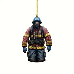 2d Firemen Warrior Keychain Firefighter Pendant Flat Acrylic Ornament Charms Hanging Móc Treo Đeo Thoại, Standee, Móc Khoá In Theo Yêu Cầu, Chất Liệu Mica Dày 4mm, Kích Thước 5.5 Cm, Có In Test Mẫu