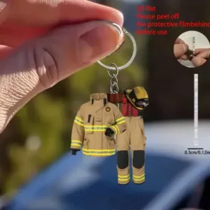 2d Firemen Warrior Keychain Firefighter Pendant Flat Acrylic Ornament Charms Hanging Móc Treo Đeo Thoại, Standee, Móc Khoá In Theo Yêu Cầu, Chất Liệu Mica Dày 4mm, Kích Thước 5.5 Cm, Có In Test Mẫu