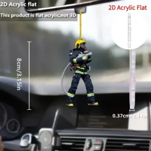 2d Firemen Warrior Keychain Firefighter Pendant Flat Acrylic Ornament Charms Hanging Móc Treo Đeo Thoại, Standee, Móc Khoá In Theo Yêu Cầu, Chất Liệu Mica Dày 4mm, Kích Thước 5.5 Cm, Có In Test Mẫu