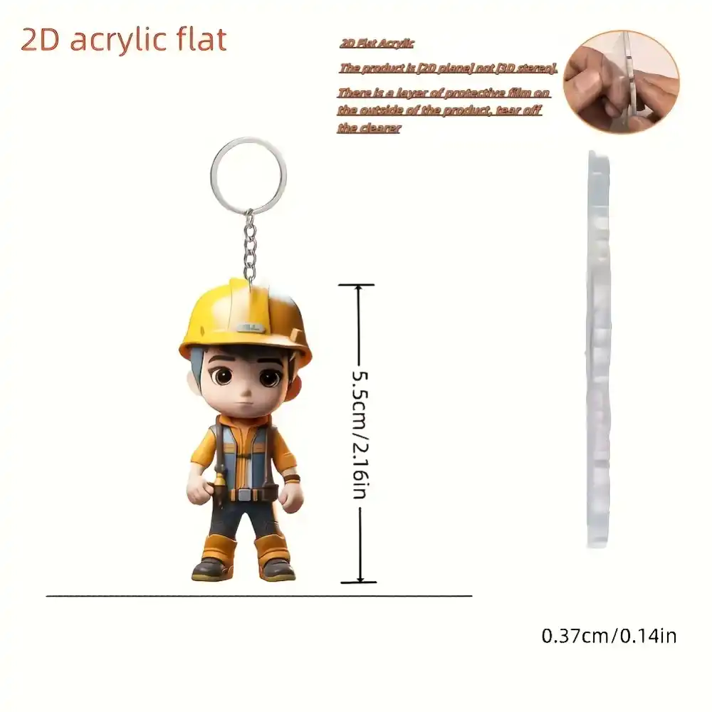 2d Flat Acrylic Playful Keychain Perfect Gift For Men Simple Style Key Ring For Car Or Home Móc Treo Đeo Thoại, Standee, Móc Khoá In Theo Yêu Cầu, Chất Liệu Mica Dày 4mm, Kích Thước 5.5 Cm, Có In Test Mẫu