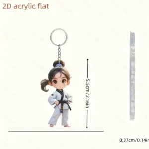 2d Flat Taekwondo Chef Gong Fu Acrylic Keychain Car Rearview Mirror Backpack Hanging Keyring Móc Treo Đeo Thoại, Standee, Móc Khoá In Theo Yêu Cầu, Chất Liệu Mica Dày 4mm, Kích Thước 5.5 Cm, Có In Test Mẫu