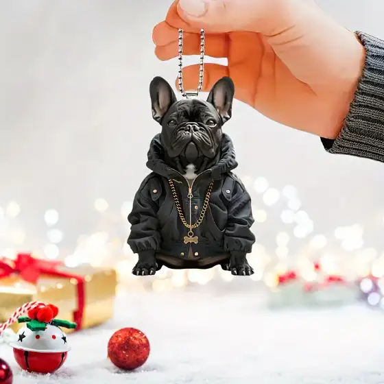 2d French Bulldog Acrylic Pendant Cool Puppy Keychain Versatile Charm For Car Mirror Móc Treo Đeo Thoại, Standee, Móc Khoá In Theo Yêu Cầu, Chất Liệu Mica Dày 4mm, Kích Thước 5.5 Cm, Có In Test Mẫu