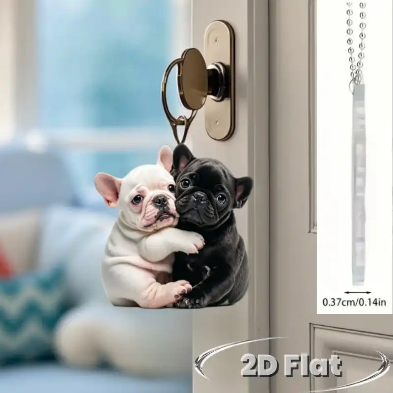2d French Bulldog Keychain Set 15pcs Cartoon Puppy Pendant Flat Acrylic Ornament Hanging Móc Treo Đeo Thoại, Standee, Móc Khoá In Theo Yêu Cầu, Chất Liệu Mica Dày 4mm, Kích Thước 5.5 Cm, Có In Test Mẫu