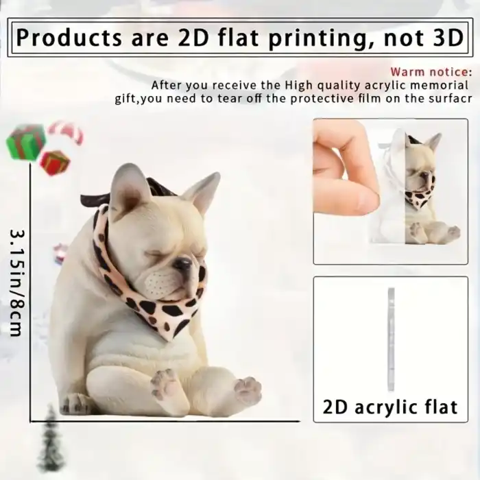 2d French Bulldog Pendant Chic Lazy Keychain Cute Puppy Flat Acrylic Hanging Decor For Car Móc Treo Đeo Thoại, Standee, Móc Khoá In Theo Yêu Cầu, Chất Liệu Mica Dày 4mm, Kích Thước 5.5 Cm, Có In Test Mẫu