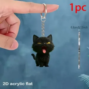 2d Fun Coffee Black Cat Keychain Cute Cartoon Kitten Charm Flat Acrylic Pendant Versatile For Móc Treo Đeo Thoại, Standee, Móc Khoá In Theo Yêu Cầu, Chất Liệu Mica Dày 4mm, Kích Thước 5.5 Cm, Có In Test Mẫu