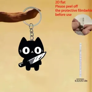 2d Fun Coffee Black Cat Keychain Cute Cartoon Kitten Charm Flat Acrylic Pendant Versatile For Móc Treo Đeo Thoại, Standee, Móc Khoá In Theo Yêu Cầu, Chất Liệu Mica Dày 4mm, Kích Thước 5.5 Cm, Có In Test Mẫu