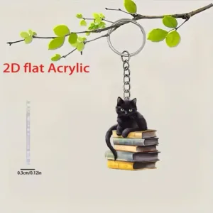 2d Fun Coffee Black Cat Keychain Cute Cartoon Kitten Charm Flat Acrylic Pendant Versatile For Móc Treo Đeo Thoại, Standee, Móc Khoá In Theo Yêu Cầu, Chất Liệu Mica Dày 4mm, Kích Thước 5.5 Cm, Có In Test Mẫu