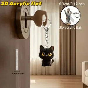 2d Fun Coffee Black Cat Keychain Cute Cartoon Kitten Charm Flat Acrylic Pendant Versatile For Móc Treo Đeo Thoại, Standee, Móc Khoá In Theo Yêu Cầu, Chất Liệu Mica Dày 4mm, Kích Thước 5.5 Cm, Có In Test Mẫu