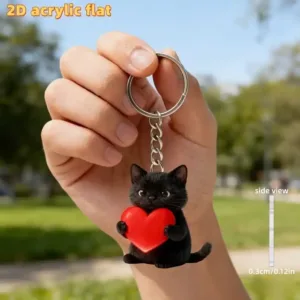 2d Fun Coffee Black Cat Keychain Cute Cartoon Kitten Charm Flat Acrylic Pendant Versatile For Móc Treo Đeo Thoại, Standee, Móc Khoá In Theo Yêu Cầu, Chất Liệu Mica Dày 4mm, Kích Thước 5.5 Cm, Có In Test Mẫu