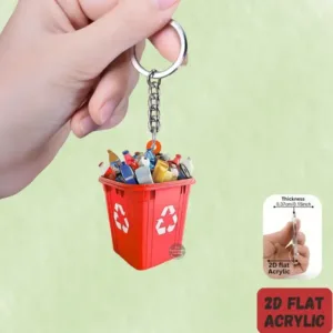 2d Garbage Sorting Themed Keychain Trash Can Pendant Flat Acrylic Ornament Charms Hanging Móc Treo Đeo Thoại, Standee, Móc Khoá In Theo Yêu Cầu, Chất Liệu Mica Dày 4mm, Kích Thước 5.5 Cm, Có In Test Mẫu