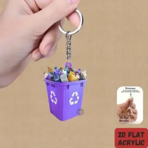 2d Garbage Sorting Themed Keychain Trash Can Pendant Flat Acrylic Ornament Charms Hanging Móc Treo Đeo Thoại, Standee, Móc Khoá In Theo Yêu Cầu, Chất Liệu Mica Dày 4mm, Kích Thước 5.5 Cm, Có In Test Mẫu