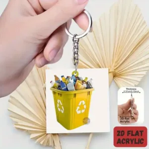 2d Garbage Sorting Themed Keychain Trash Can Pendant Flat Acrylic Ornament Charms Hanging Móc Treo Đeo Thoại, Standee, Móc Khoá In Theo Yêu Cầu, Chất Liệu Mica Dày 4mm, Kích Thước 5.5 Cm, Có In Test Mẫu