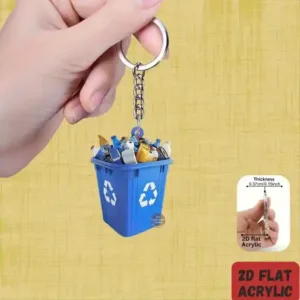 2d Garbage Sorting Themed Keychain Trash Can Pendant Flat Acrylic Ornament Charms Hanging Móc Treo Đeo Thoại, Standee, Móc Khoá In Theo Yêu Cầu, Chất Liệu Mica Dày 4mm, Kích Thước 5.5 Cm, Có In Test Mẫu