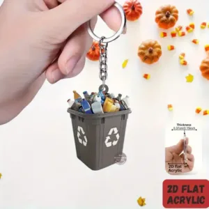 2d Garbage Sorting Themed Keychain Trash Can Pendant Flat Acrylic Ornament Charms Hanging Móc Treo Đeo Thoại, Standee, Móc Khoá In Theo Yêu Cầu, Chất Liệu Mica Dày 4mm, Kích Thước 5.5 Cm, Có In Test Mẫu