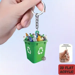2d Garbage Sorting Themed Keychain Trash Can Pendant Flat Acrylic Ornament Charms Hanging Móc Treo Đeo Thoại, Standee, Móc Khoá In Theo Yêu Cầu, Chất Liệu Mica Dày 4mm, Kích Thước 5.5 Cm, Có In Test Mẫu
