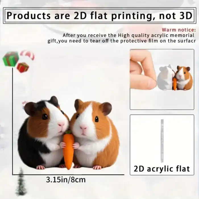 2d-guinea-pig-pendant-petthemed-keychain-var2-1789452958123-302 2d Guinea Pig Pendant Pet-themed Keychain Holding Carrot Flat Acrylic Ornament Hanging Móc Treo Đeo Thoại, Standee, Móc Khoá In Theo Yêu Cầu, Chất Liệu Mica Dày 4mm, Kích Thước 5.5 Cm, Có In Test Mẫu