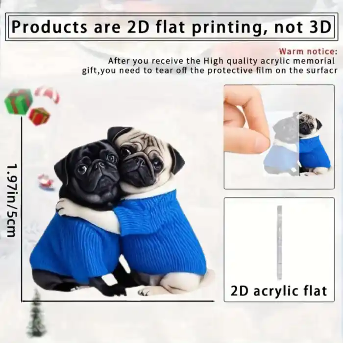 2d-hugging-pug-keychain-puppy-pendant-fl-var2-1789453880682-483 2d Hugging Pug Keychain Puppy Pendant Flat Acrylic Ornament Charm For Car Bag Festive Party Móc Treo Đeo Thoại, Standee, Móc Khoá In Theo Yêu Cầu, Chất Liệu Mica Dày 4mm, Kích Thước 5.5 Cm, Có In Test Mẫu