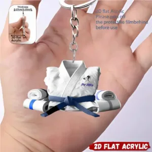 2d Judo Suit Keychain Jiu-jitsu Themed Pendant Flat Acrylic Ornament Charms Karate Hanging Móc Treo Đeo Thoại, Standee, Móc Khoá In Theo Yêu Cầu, Chất Liệu Mica Dày 4mm, Kích Thước 5.5 Cm, Có In Test Mẫu