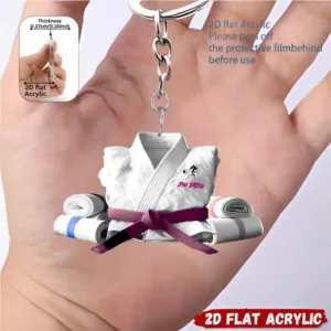 2d Judo Suit Keychain Jiu-jitsu Themed Pendant Flat Acrylic Ornament Charms Karate Hanging Móc Treo Đeo Thoại, Standee, Móc Khoá In Theo Yêu Cầu, Chất Liệu Mica Dày 4mm, Kích Thước 5.5 Cm, Có In Test Mẫu