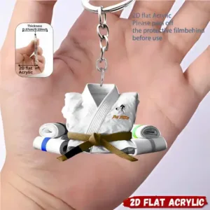 2d Judo Suit Keychain Jiu-jitsu Themed Pendant Flat Acrylic Ornament Charms Karate Hanging Móc Treo Đeo Thoại, Standee, Móc Khoá In Theo Yêu Cầu, Chất Liệu Mica Dày 4mm, Kích Thước 5.5 Cm, Có In Test Mẫu
