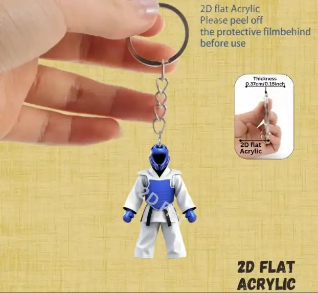 2d-karate-costume-keychain-jiujitsu-them-var8-1789605787265-531 2d Karate Costume Keychain Jiu-jitsu Themed Pendant Charms Flat Acrylic Hanging Decoration Móc Treo Đeo Thoại, Standee, Móc Khoá In Theo Yêu Cầu, Chất Liệu Mica Dày 4mm, Kích Thước 5.5 Cm, Có In Test Mẫu