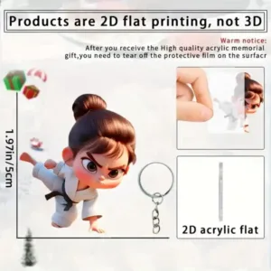 Elementor #3284 2d Karate Girl Sports Theme Keychain Cute Flat Acrylic Pendant Charms Hanging Decoration For Móc Treo Đeo Thoại, Standee, Móc Khoá In Theo Yêu Cầu, Chất Liệu Mica Dày 4mm, Kích Thước 5.5 Cm, Có In Test Mẫu