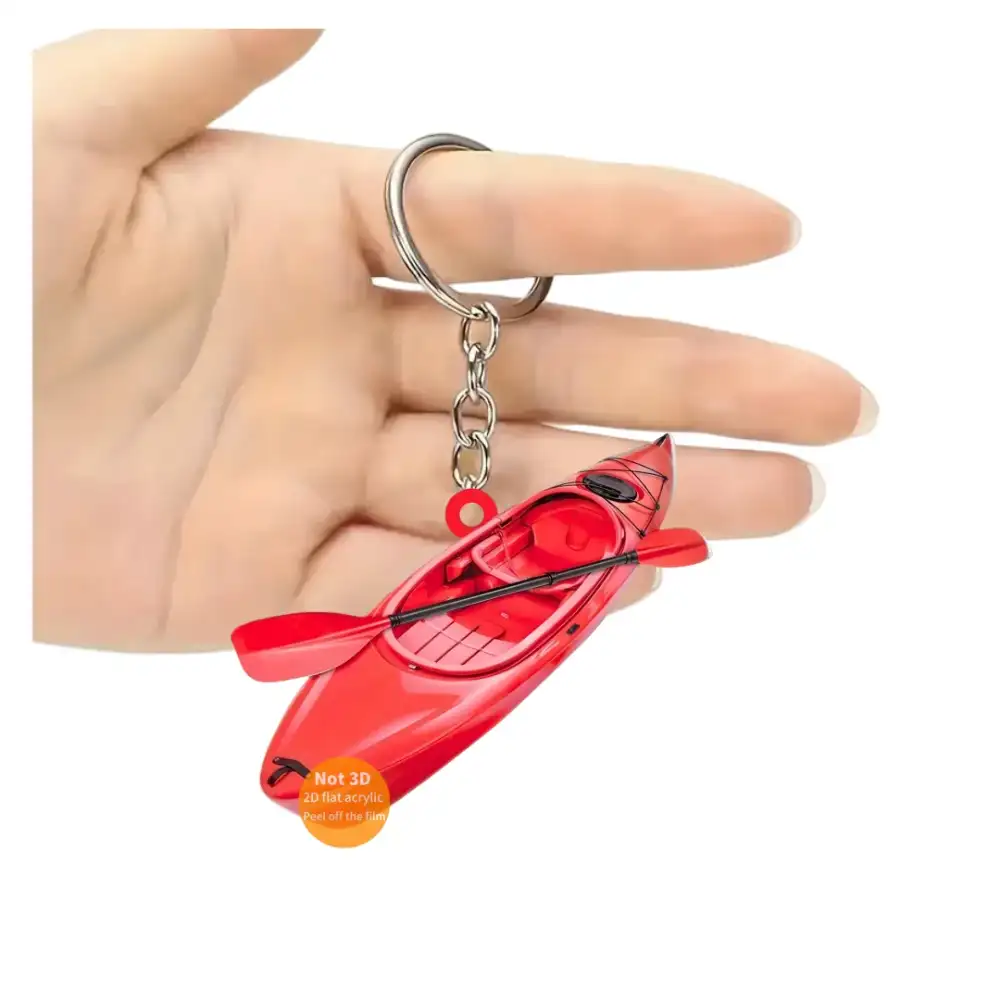 2d Kayak Boat Keychain Kayaking Sporty Themed Pendant Flat Acrylic Ornament Charms Hanging Móc Treo Đeo Thoại, Standee, Móc Khoá In Theo Yêu Cầu, Chất Liệu Mica Dày 4mm, Kích Thước 5.5 Cm, Có In Test Mẫu