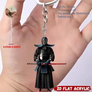 2d Kendo Warrior Keychain Kumdo Theme Pattern Pendant Flat Acrylic Ornament Charms Hanging Móc Treo Đeo Thoại, Standee, Móc Khoá In Theo Yêu Cầu, Chất Liệu Mica Dày 4mm, Kích Thước 5.5 Cm, Có In Test Mẫu