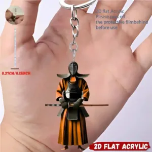 2d Kendo Warrior Keychain Kumdo Theme Pattern Pendant Flat Acrylic Ornament Charms Hanging Móc Treo Đeo Thoại, Standee, Móc Khoá In Theo Yêu Cầu, Chất Liệu Mica Dày 4mm, Kích Thước 5.5 Cm, Có In Test Mẫu