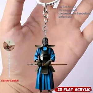 2d Kendo Warrior Keychain Kumdo Theme Pattern Pendant Flat Acrylic Ornament Charms Hanging Móc Treo Đeo Thoại, Standee, Móc Khoá In Theo Yêu Cầu, Chất Liệu Mica Dày 4mm, Kích Thước 5.5 Cm, Có In Test Mẫu