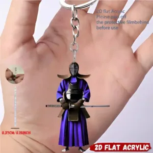 2d Kendo Warrior Keychain Kumdo Theme Pattern Pendant Flat Acrylic Ornament Charms Hanging Móc Treo Đeo Thoại, Standee, Móc Khoá In Theo Yêu Cầu, Chất Liệu Mica Dày 4mm, Kích Thước 5.5 Cm, Có In Test Mẫu