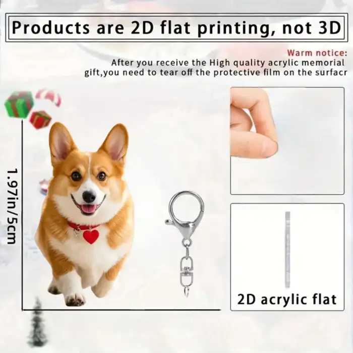 2d Love Corgi Keychain Cute Puppy Theme Pendant Flat Acrylic Charms Hanging Decoration For Móc Treo Đeo Thoại, Standee, Móc Khoá In Theo Yêu Cầu, Chất Liệu Mica Dày 4mm, Kích Thước 5.5 Cm, Có In Test Mẫu