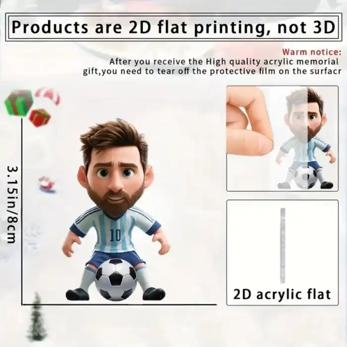 2d Messi Pendant Soccer Player Keychain Football Sport Theme Flat Acrylic Ornament Hanging Móc Treo Đeo Thoại, Standee, Móc Khoá In Theo Yêu Cầu, Chất Liệu Mica Dày 4mm, Kích Thước 5.5 Cm, Có In Test Mẫu