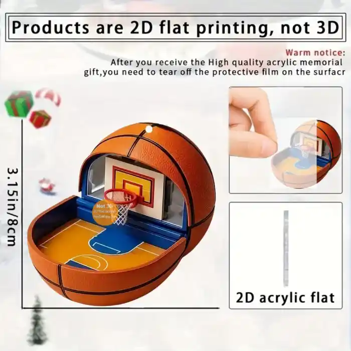 2d Mini Basketball Court Pendant Sports Theme Keychain Flat Acrylic Ornament Charms Hanging Móc Treo Đeo Thoại, Standee, Móc Khoá In Theo Yêu Cầu, Chất Liệu Mica Dày 4mm, Kích Thước 5.5 Cm, Có In Test Mẫu