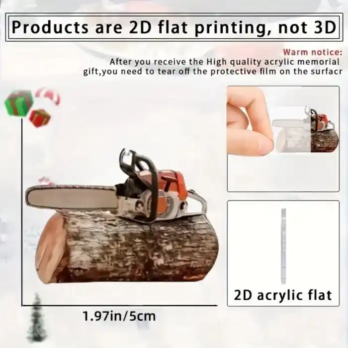 2d Mini Chainsaw Keychain Electric Saw Logging Themed Pendant Flat Acrylic Ornament, Hanging Móc Treo Đeo Thoại, Standee, Móc Khoá In Theo Yêu Cầu, Chất Liệu Mica Dày 4mm, Kích Thước 5.5 Cm, Có In Test Mẫu