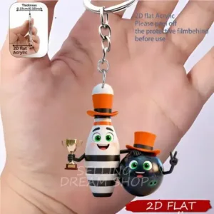 2d Miniature Bowling Keychain Cute Acrylic Sporty Pendant 6 Options Móc Treo Đeo Thoại, Standee, Móc Khoá In Theo Yêu Cầu, Chất Liệu Mica Dày 4mm, Kích Thước 5.5 Cm, Có In Test Mẫu