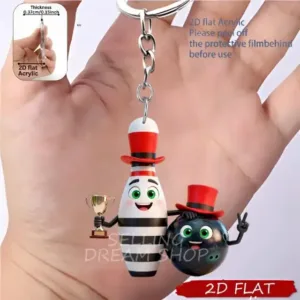 2d Miniature Bowling Keychain Cute Acrylic Sporty Pendant 6 Options Móc Treo Đeo Thoại, Standee, Móc Khoá In Theo Yêu Cầu, Chất Liệu Mica Dày 4mm, Kích Thước 5.5 Cm, Có In Test Mẫu