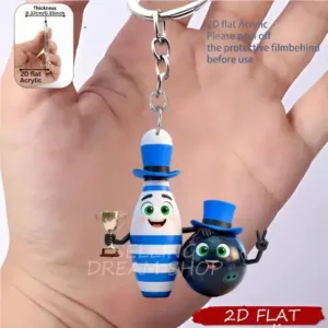2d Miniature Bowling Keychain Cute Acrylic Sporty Pendant 6 Options Móc Treo Đeo Thoại, Standee, Móc Khoá In Theo Yêu Cầu, Chất Liệu Mica Dày 4mm, Kích Thước 5.5 Cm, Có In Test Mẫu