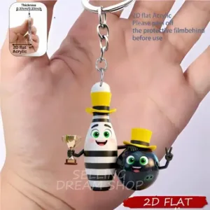 2d Miniature Bowling Keychain Cute Acrylic Sporty Pendant 6 Options Móc Treo Đeo Thoại, Standee, Móc Khoá In Theo Yêu Cầu, Chất Liệu Mica Dày 4mm, Kích Thước 5.5 Cm, Có In Test Mẫu