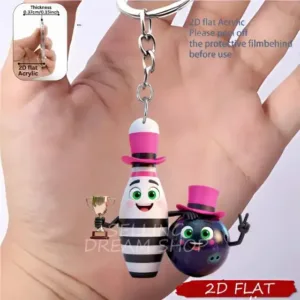 2d Miniature Bowling Keychain Cute Acrylic Sporty Pendant 6 Options Móc Treo Đeo Thoại, Standee, Móc Khoá In Theo Yêu Cầu, Chất Liệu Mica Dày 4mm, Kích Thước 5.5 Cm, Có In Test Mẫu